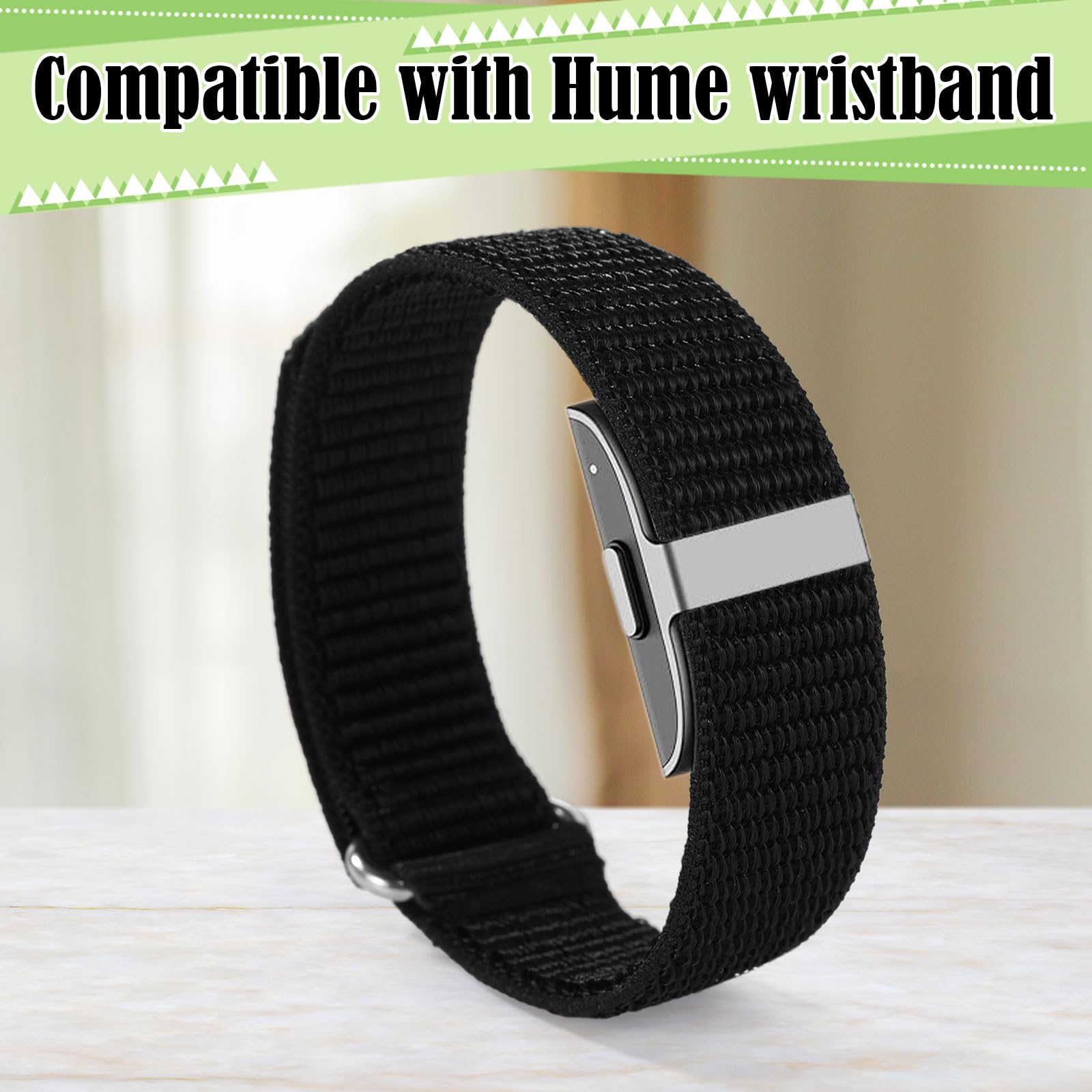 2pcs Band Replacement Strap for Hume Health Band Wrist Charger Bracelet, 26.8x2cm/10.55x0.79 Inch Breathable Visible Adjustable Nylon Loop Wristband for Sleeping Hiking Cycling Women Men Gift — view 3