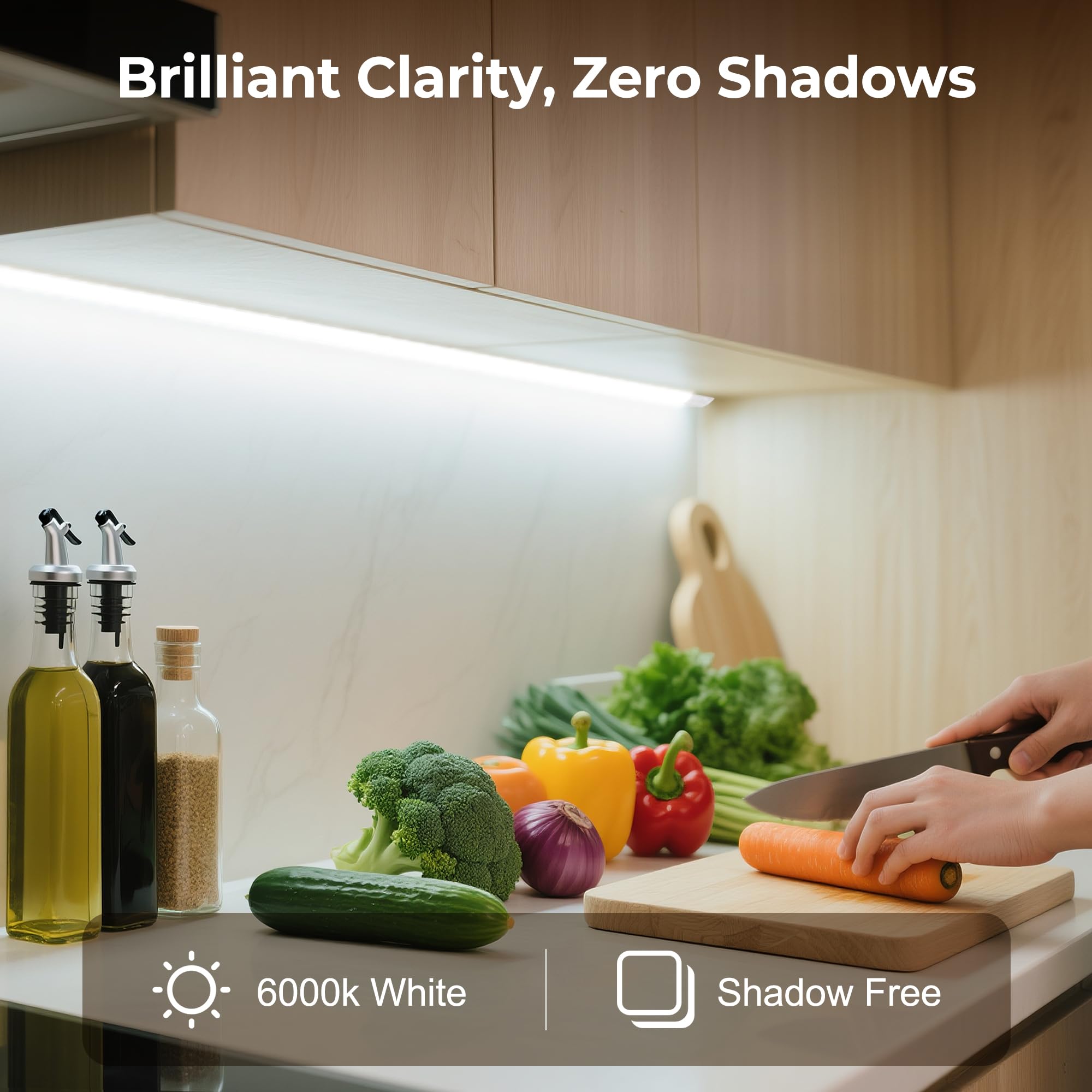 Éclairage LED étanche de 1,8 m avec câble blanc 6000 K pour cuisine sous armoire