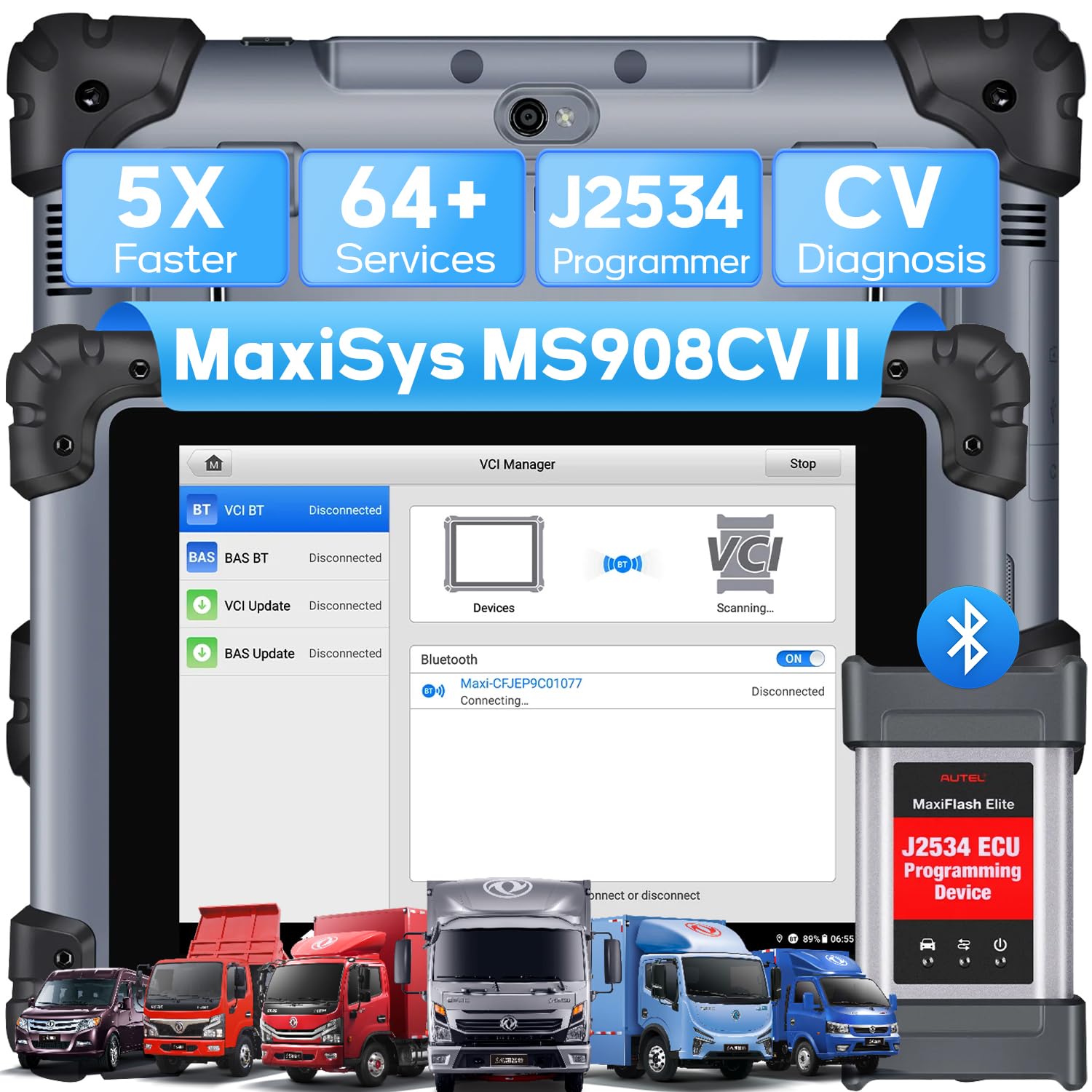 Autel MaxiSys MS908CV II Heavy Duty Truck Scanner w/ J2534 ECU Programming