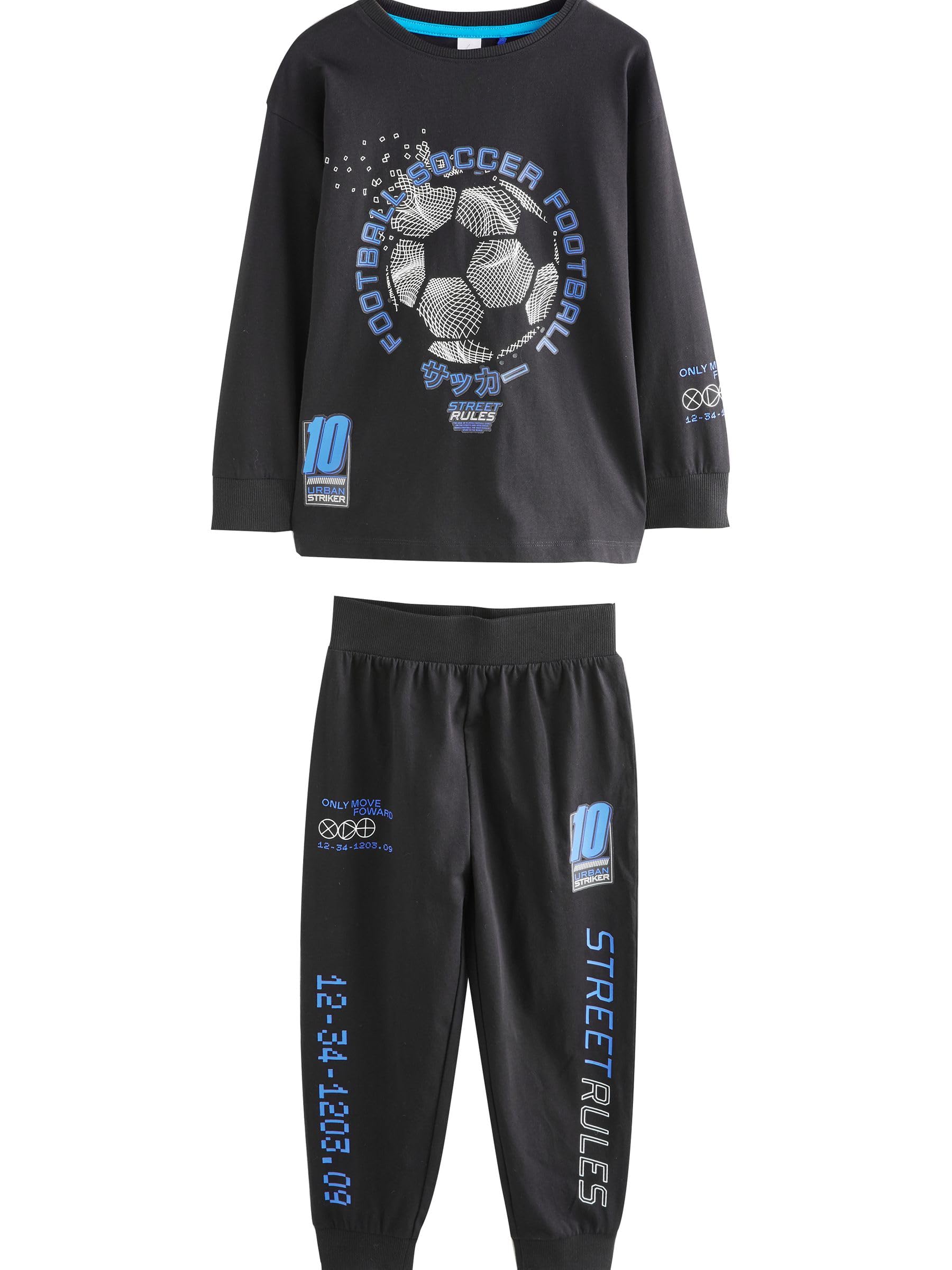 NEXT Garçon Football Pyjamas à Manches Longues, Lot de 2 | Coupe standard, Taille mi-haute, 100 % coton
