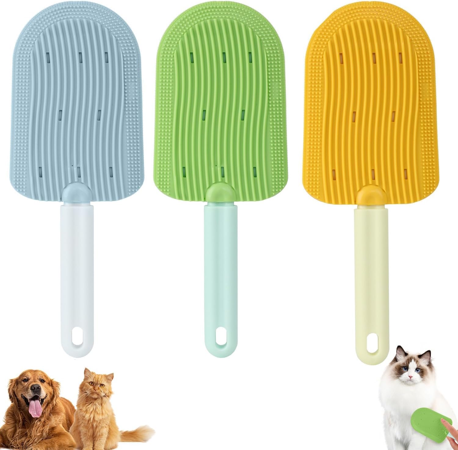 3 Pack Cat Tongue Brush – Double Sided Silicone Cat Tongue Comb, Cat Grooming Brush for Shedding, Cat Comb for Pets Removing Loose Hair or Massage, Simulated Tongue Comb for Dog Cat Bunny