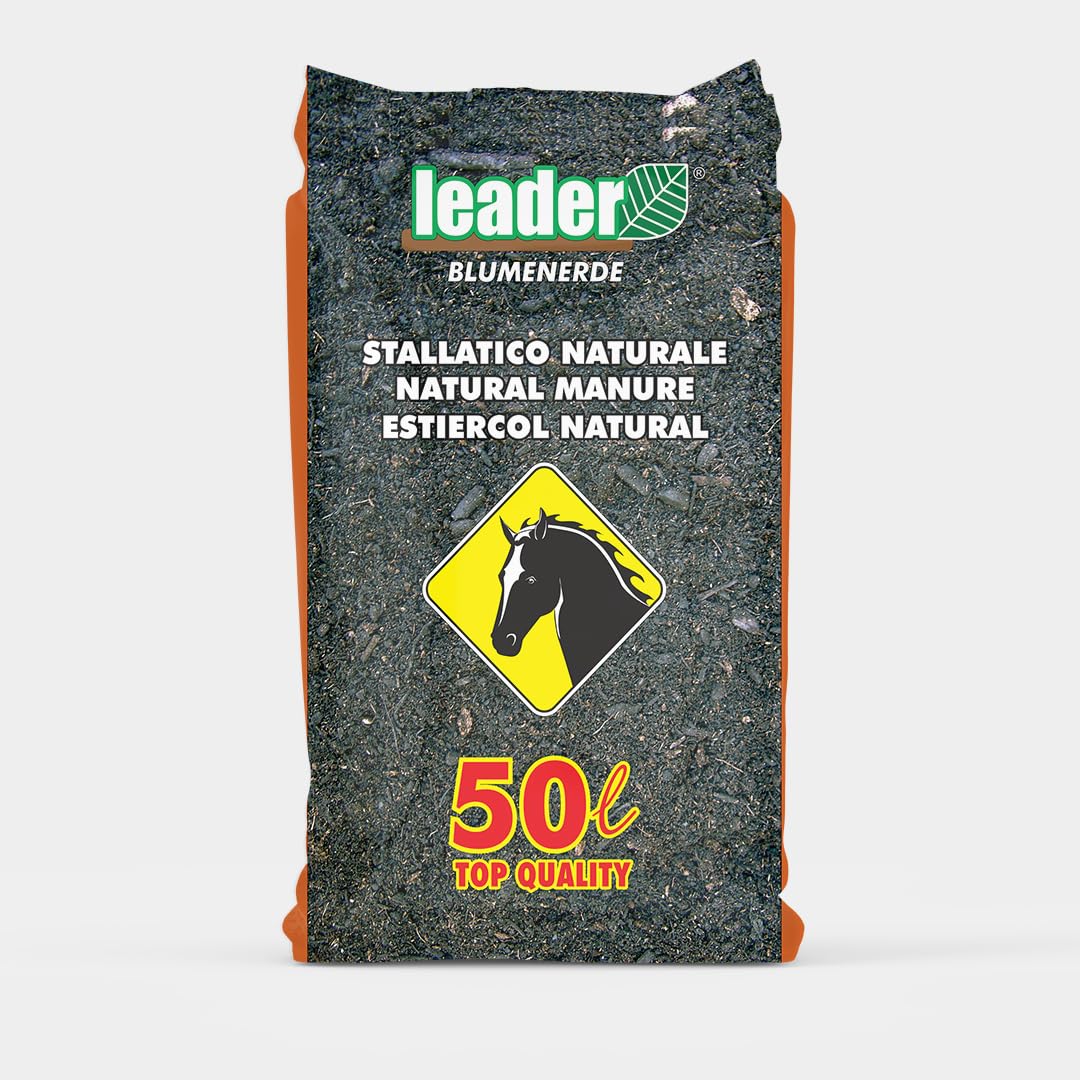 LEADER, Stallatico Naturale, Fertilizzante Per Giardino, Orto, Frutteti e Pre-Semina, Derivato da Letame Animale Selezionato, Migliora Struttura e Lavorabilità del Terreno, Sacchetto da 50l