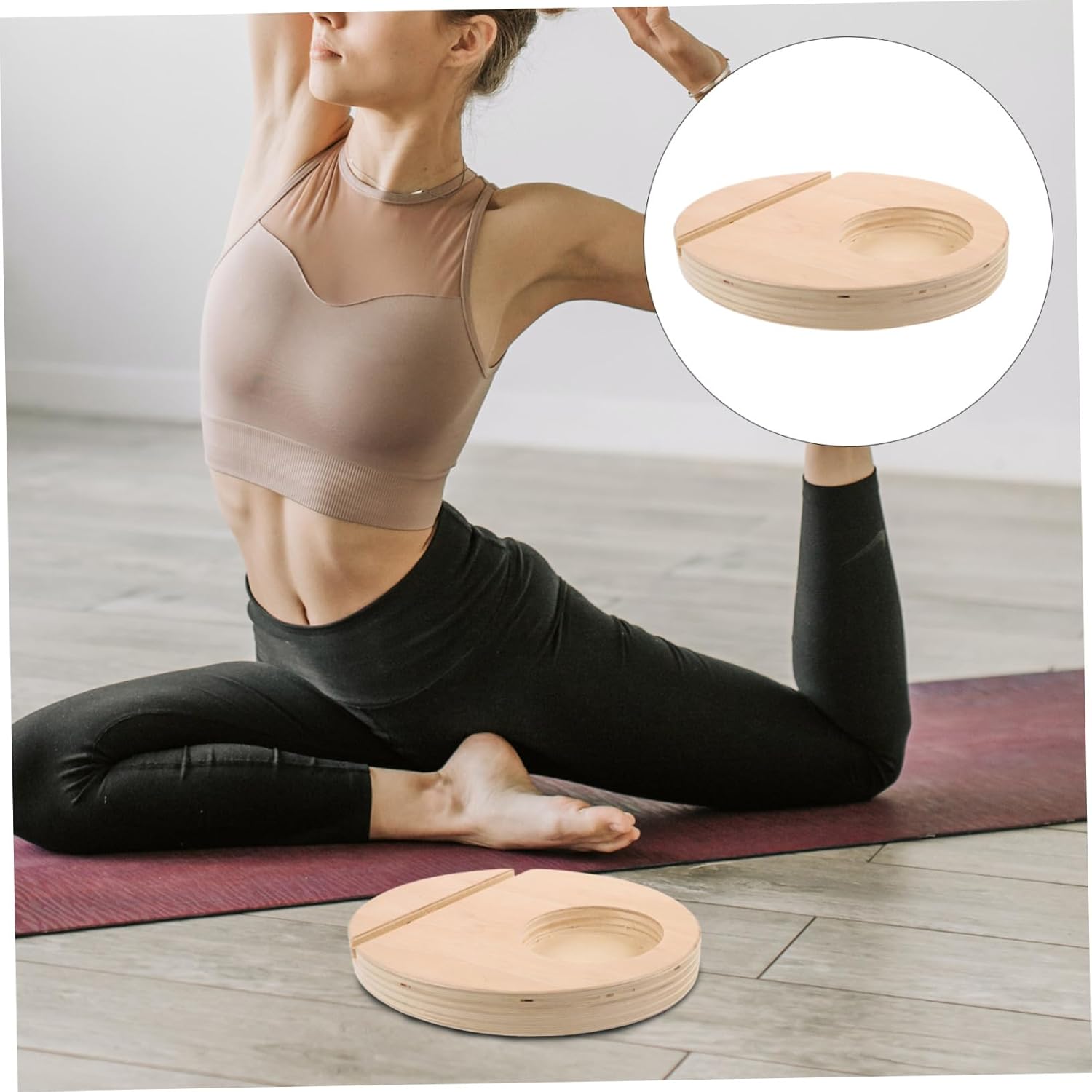 POPETPOP Fitness Wobble Board Base for Yoga and Balance Training Exercise Equipment Holder Compact Storage for Home Office and Gym Use