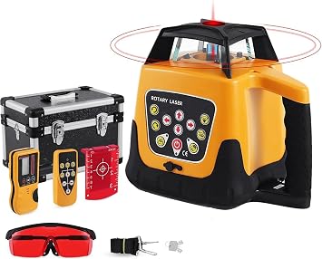 Self Leveling Rotary Laser, Red 360  Rotary Laser Level Kit with Receiver Remote Control