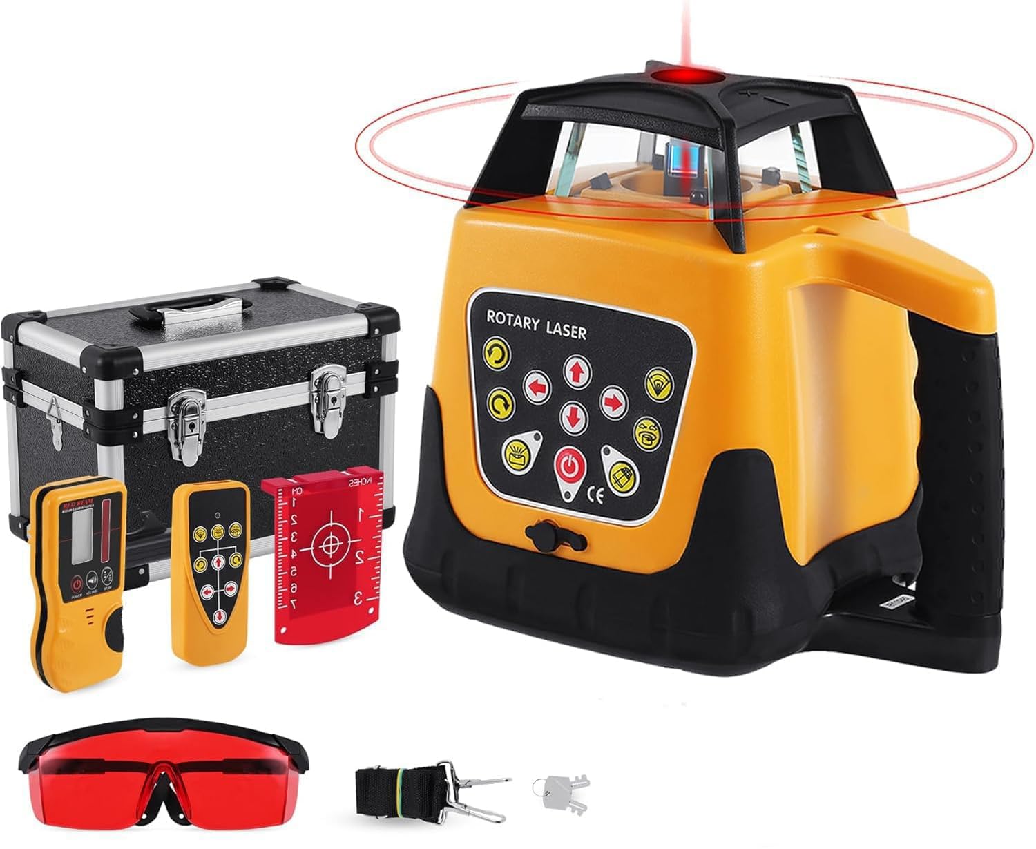 KayEsampra Self Leveling Rotary Laser, Red 360° Rotary Laser Level Kit with Receiver Remote Control