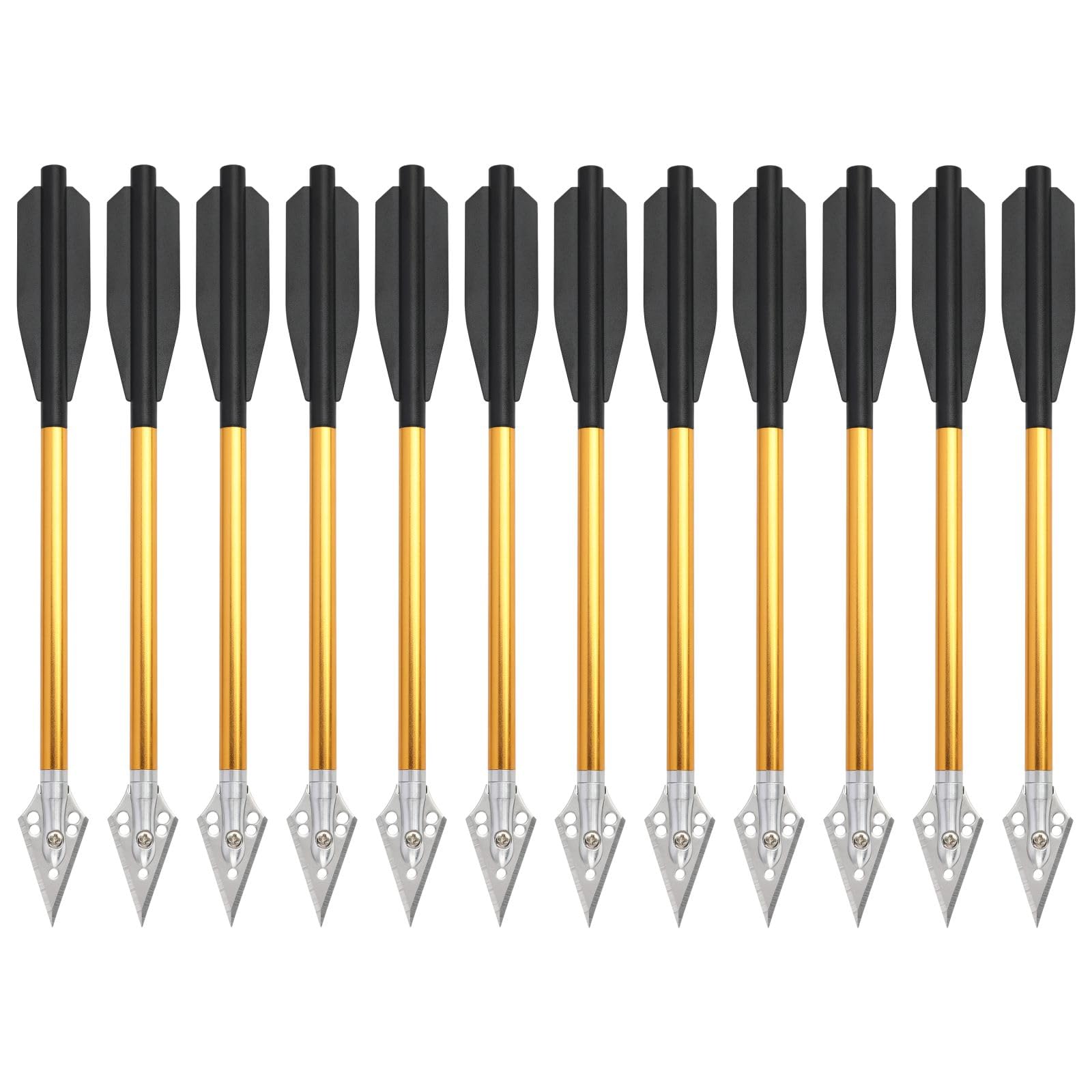 6/12Pcs Small Crossbow Bolts 6.69 Inch Aluminium Crossbow Arrows Removable Blade Arrowhead Used For Outdoor Hunting (6, Gold)