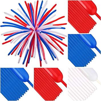 Arrowbash 255 Pcs 4th of July Firework 250 Anniversary Patriotic Decoration 51 Inch Red White Blue Long Latex Balloon Patriotic Party Decor 1776-2026 Commemorative Independence Memorial Day Supply