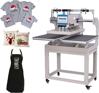 16x24 Large Heat Press Machine Pneumatic Up-Sliding Dual Platen with Infrared Positioning T-Shirt Sublimation Transfer Machine for Commercial Mass Production & Professional Printing with 4 Infrared