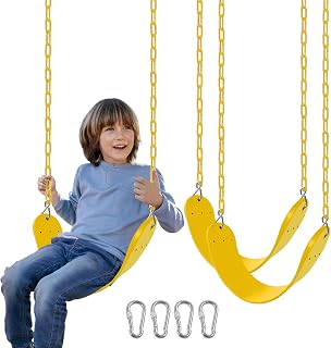 AOBOTE 2-Pack Heavy-Duty Swing Seats for Kids & Adults - 440lb Capacity EVA Plastic with Chains & Hooks, Backyard Swing Set Replacement