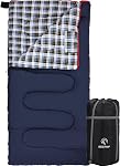 REDCAMP Cotton Flannel Sleeping Bags for Camping, 41F/5C 3-4 Season Warm and Comfortable, Envelope Blue with 2/3/4lbs Filling (75"x33")