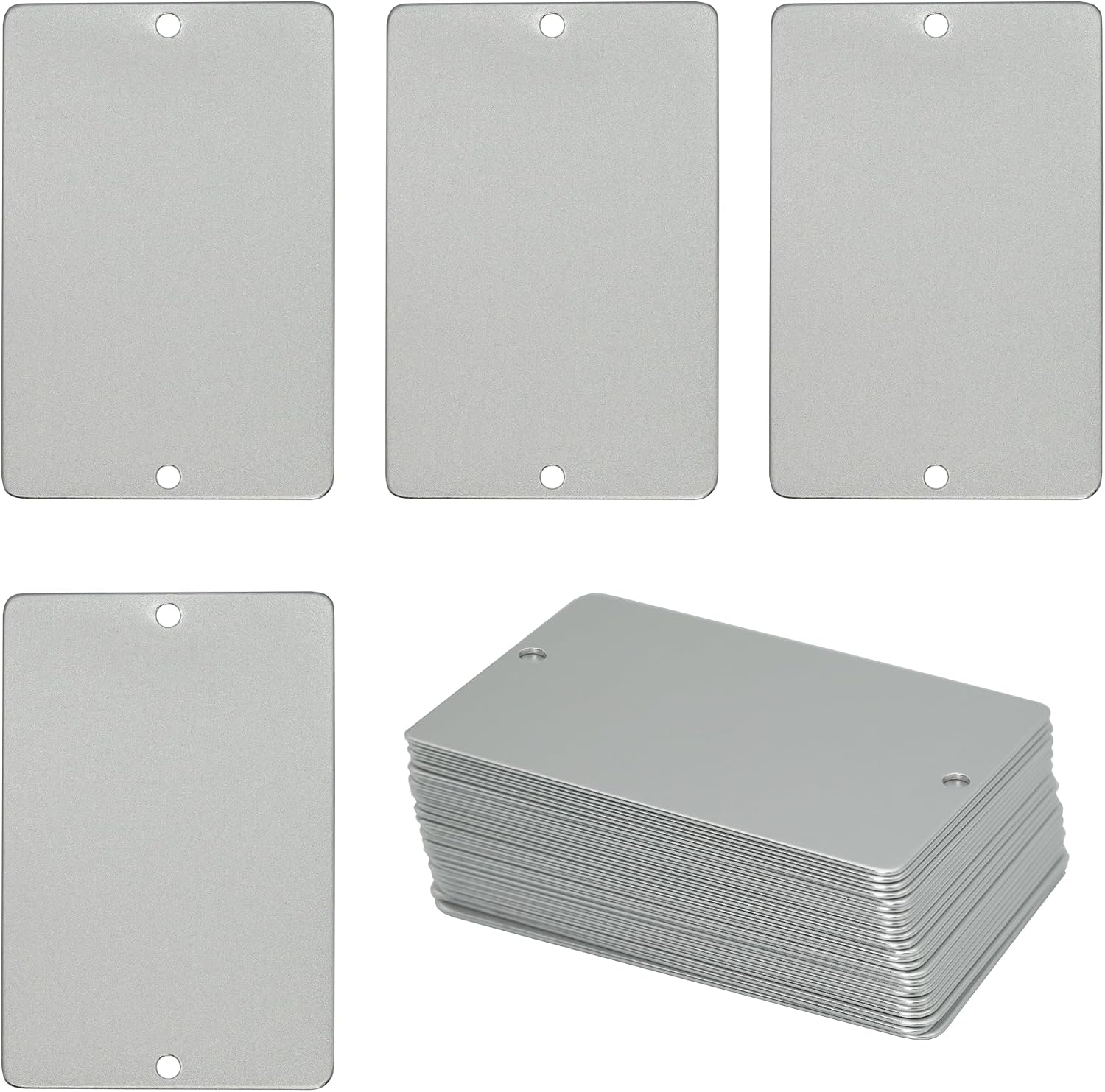StayMax Anodized Aluminum Engraving Blanks with 2 Holes 2x3 Inch 25 Pack (Silver)
