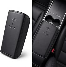 Center Console Armrest Cover for Tesla Model Y 2020-2025, Model 3 2017-2023 | Leather Armrest Cover, Tesla Model 3 Accessories, Tesla Model Y Accessories, Armrest cover for Tesla, 3-Year Warranty, Black
