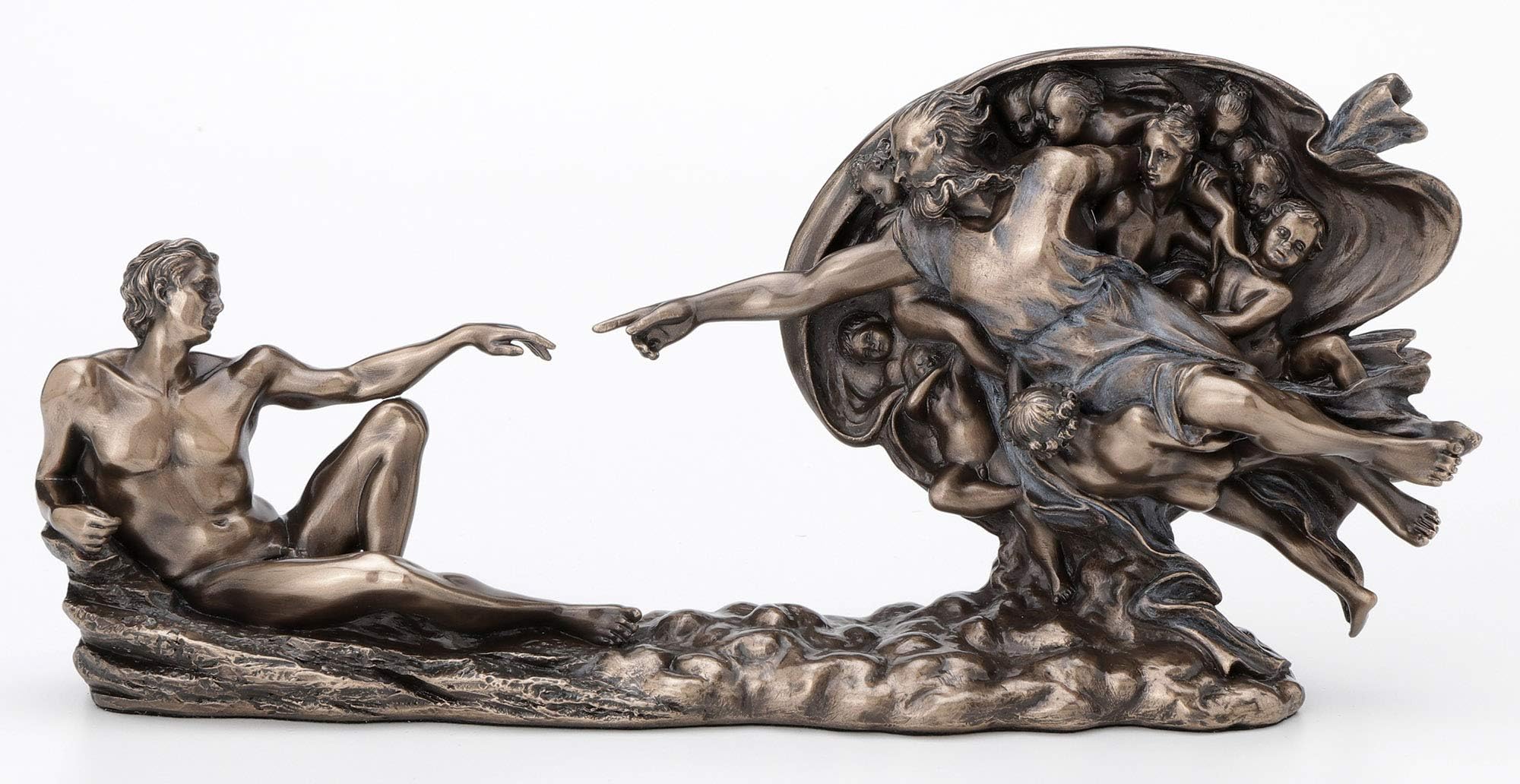 Veronese Design 10 3/8 Inch Genesis The Creation of Adam Sistine Chapel Michelangelo Great Art Cold Cast Resin Bronze Finish Sculpture Statue