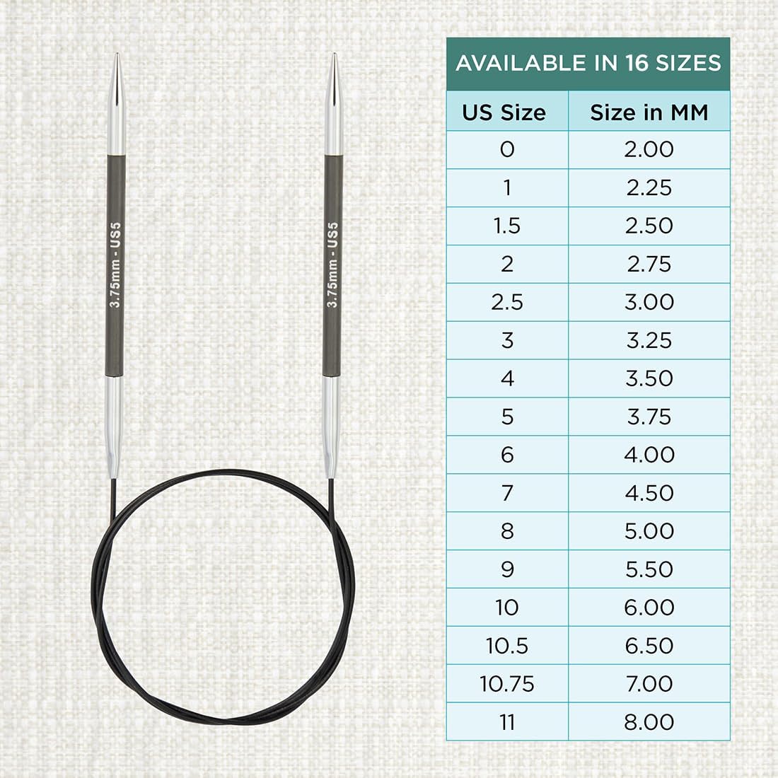 KnitPro Karbonz Fixed Circular Needle 24"(60cm) | US Size 5 (3.75mm)