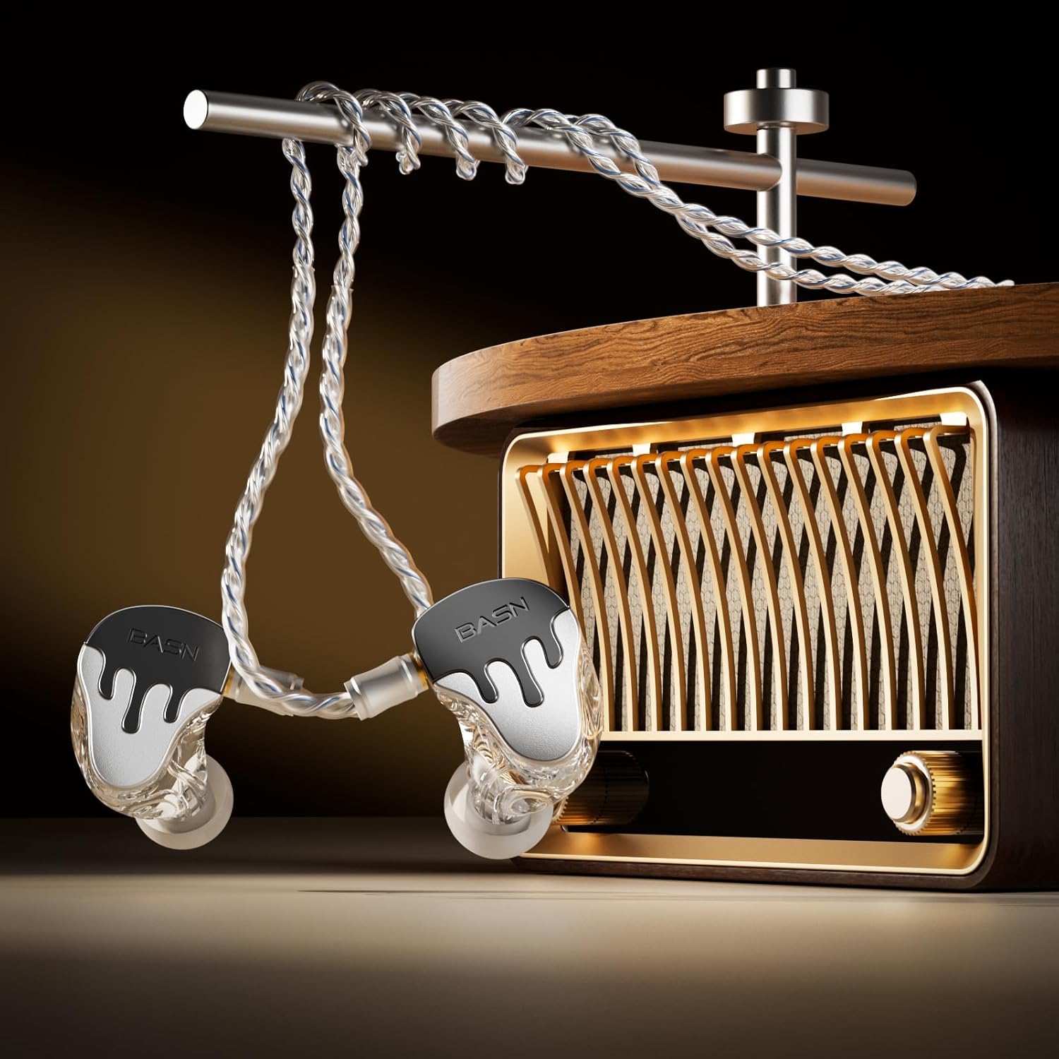 BASN BmasterX 6 Drivers Hybrid in-Ear Monitors with Noise Isolation for Musicians, Stage & Studio, Professional HiFi IEMs, Detachable 4-core OFC Silver-Plated Cable & Shockproof Case (Black-White)