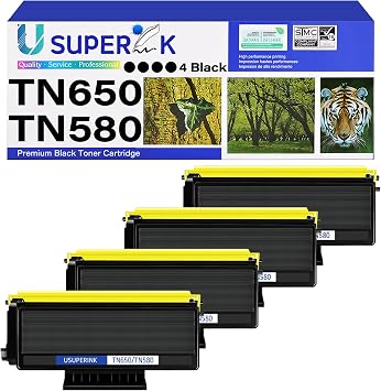 4 Pack TN650 Black Toner Cartridge Compatible for Brother TN650 TN580 TN620