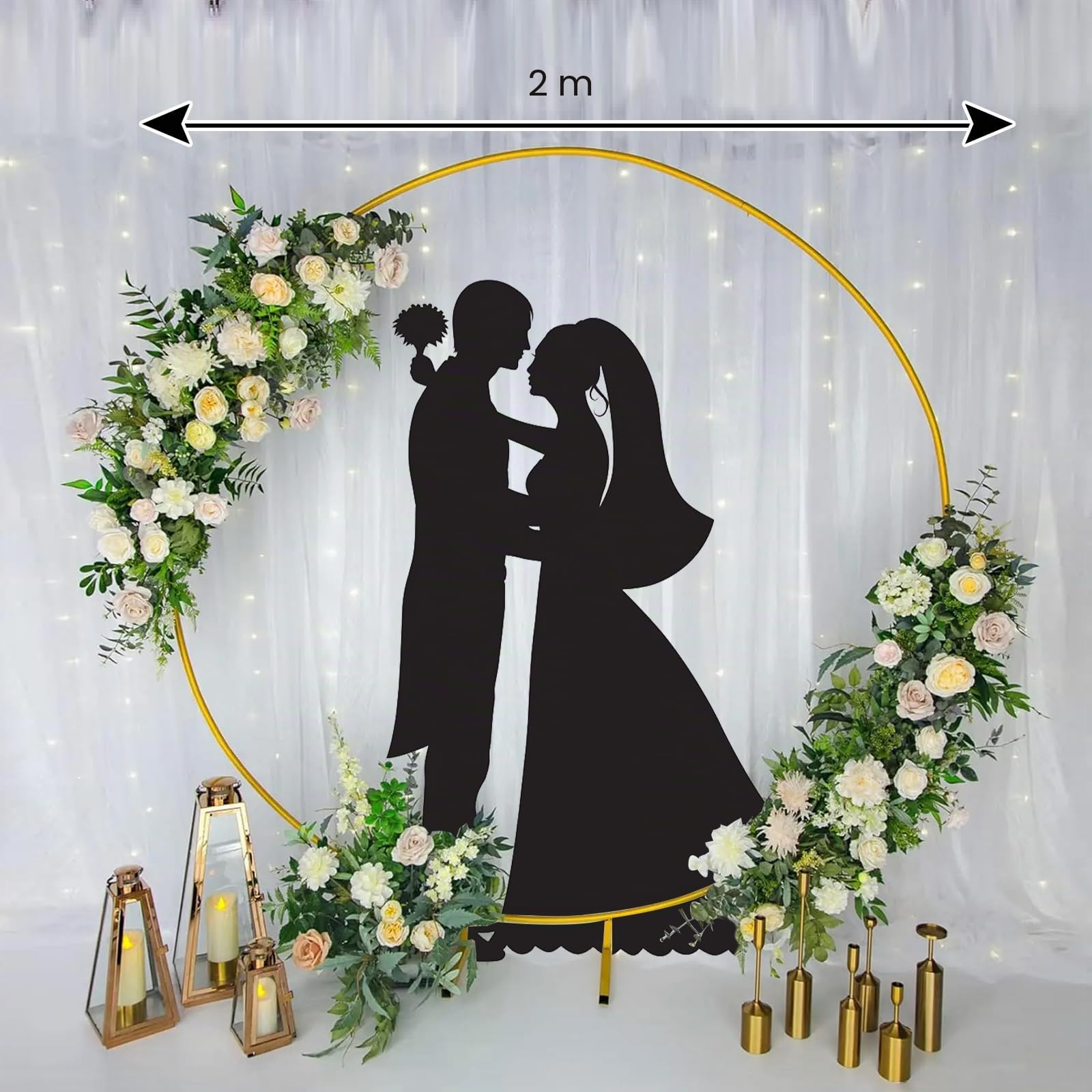 Arche Ballon, Support Arche Ballon Anniversaire 2.2 M, Kit Arche Cercle en Metal, Support Toile de Fond pour Arche de Decoration Anniversaire,Mariage et Noël
