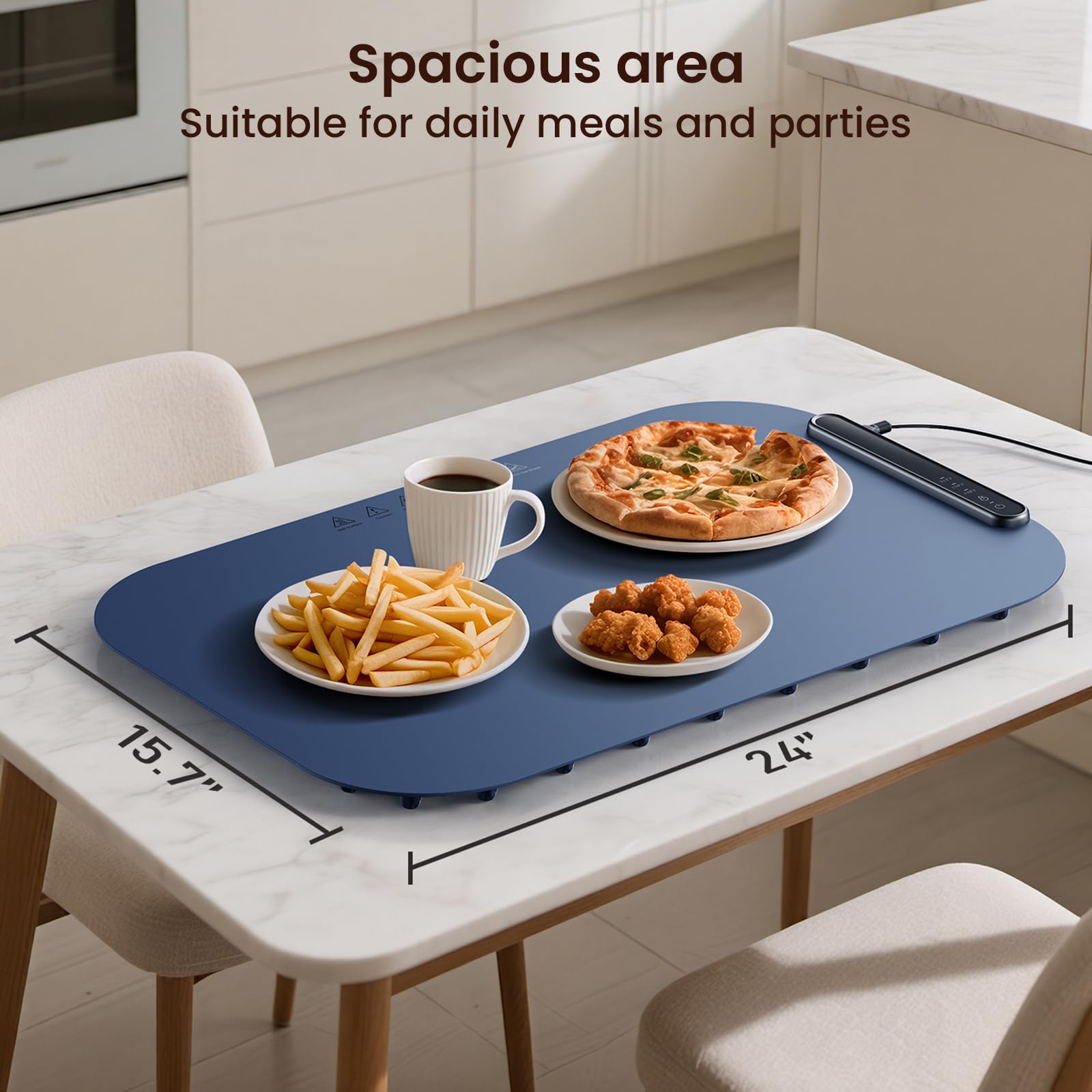 Food Warming Mat Food Warmer Chafing Dishes Roll Up Silicone Food Warmers 3 Heat Settings Easy Clean&Storage Large Warming Tray Portable Food Warm pad For Home Buffets Party Thanksgiving