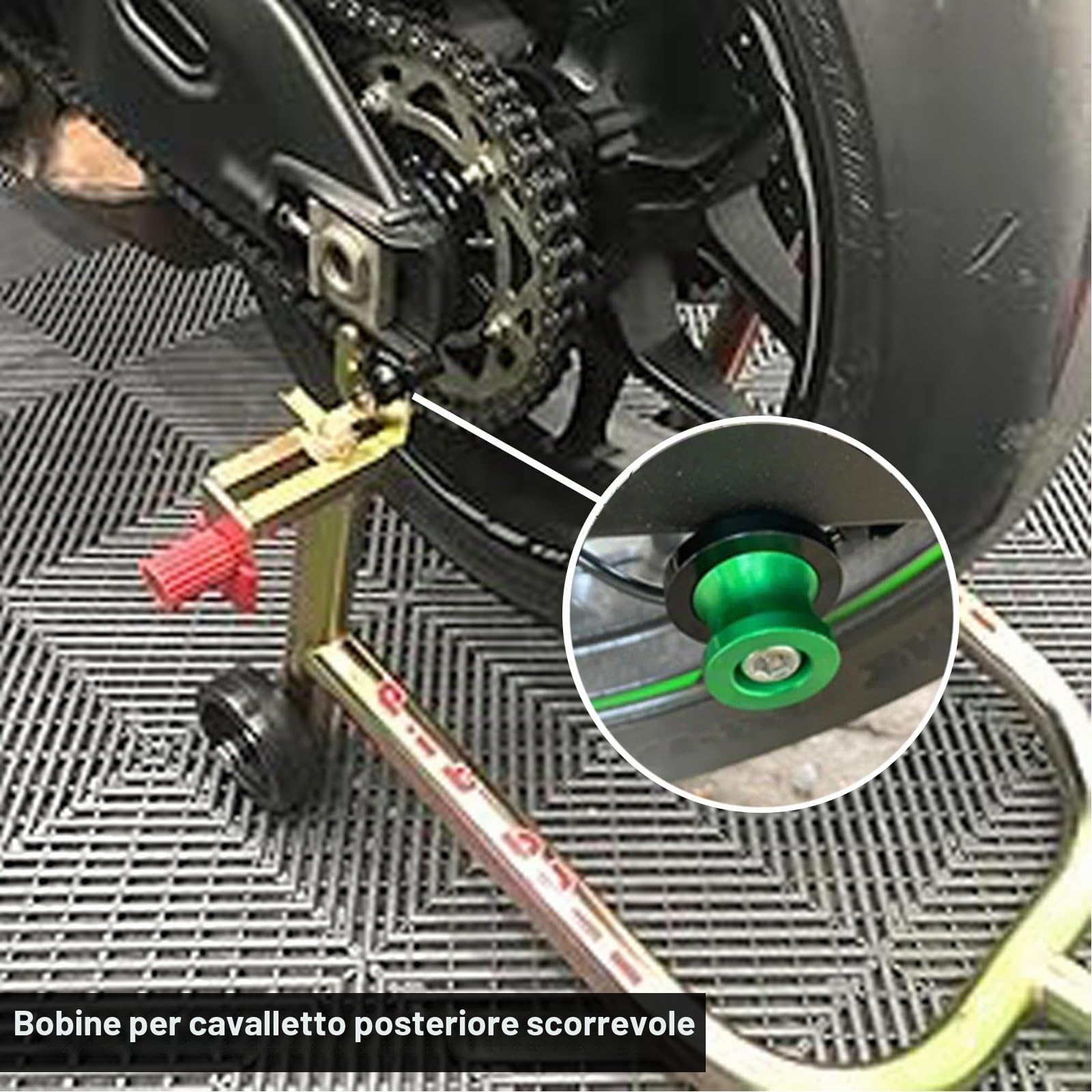 Universal M10 *1.25 Nottolini Cavalletto Moto Accessori per KA&WA-SA*KI Ninja 250R/650R ZX6R/9R/10R/12R/14 Z1000 ZRX1100 FZR 1000/600R/400 Duke 125/200/390 RC 125/200/390 (Verde)