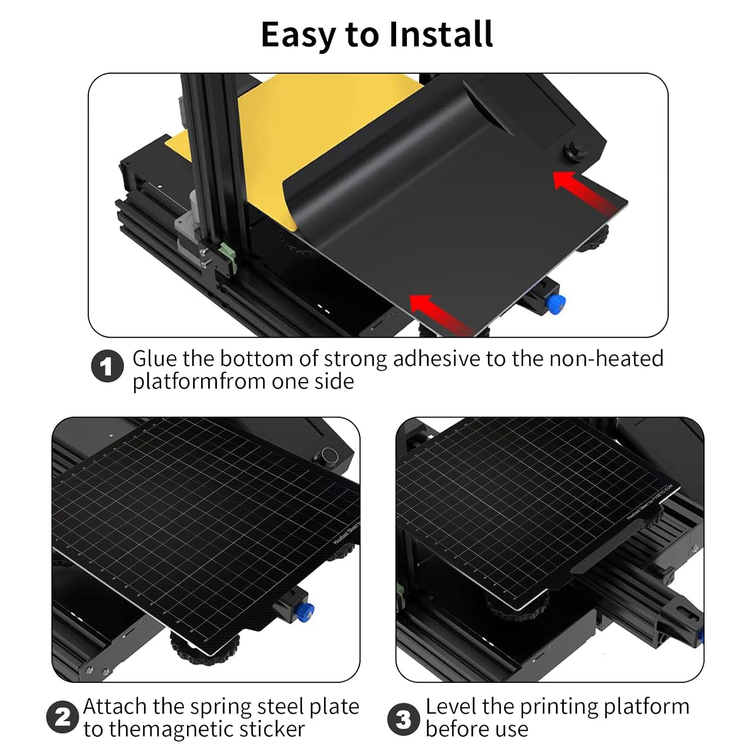 FYSETC Ender 5 Plus Build Plate Smooth PET - Textured PEI Sheet Dual Side Flexible Spring Steel Platform with Magentic Base 377x370mm/14.84x14.56inch 3D Printing Hotbed Cover Part