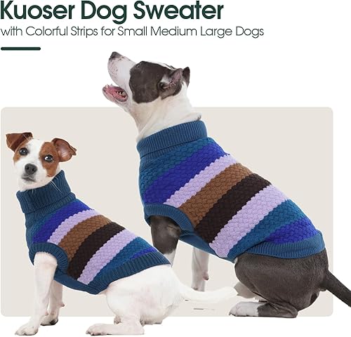 Miniatura 2 de Kuoser Suéter para perro, suéter de punto trenzado para mascotas, ropa cálida para cachorros, ropa cálida de cuello alto para perros, ropa de punto