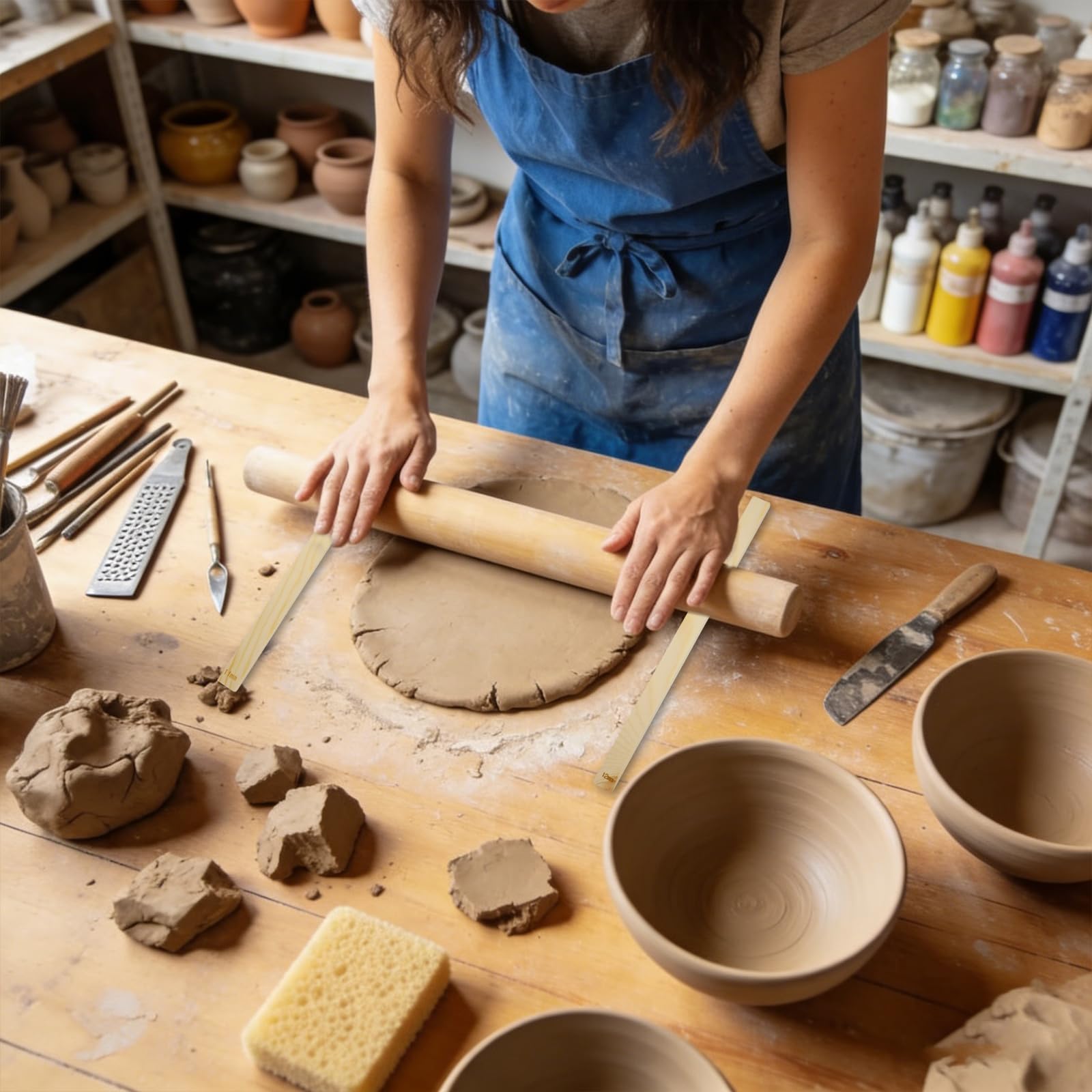 20 Pezzi Spessori per Mattarello in Legno,Bastoncini Guida per Argilla per Insegnamento di Ceramica,Guida per Mattarello in Legno per Ceramica e Argilla, 10 Misure,3/4/5/6/7/8/9/10/11/12 MM