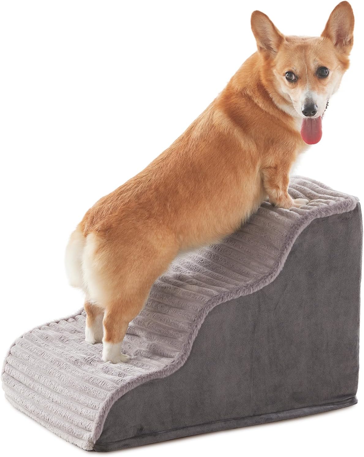 Dog Stairs for Small Dogs & Cats 15.7" H, High Density Foam Dog Steps Ramp for Couch Sofa and Chair, Pet Stairs with Non-Slip Bottom and Remove Washable Cover, 3-Step Pet Steps, Beige