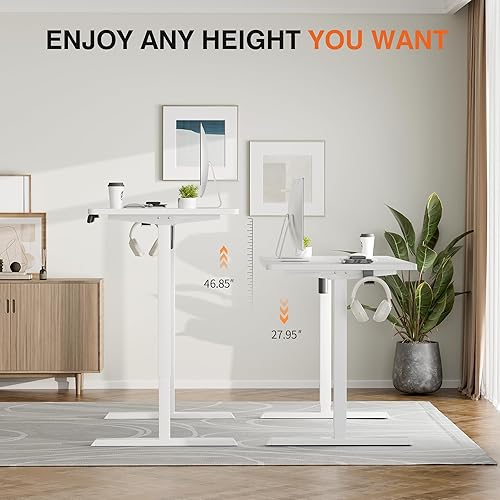 Vista 50 de Furmax Escritorio eléctrico de pie, escritorio ajustable de altura de 55 x 24 pulgadas con ruedas extraíbles, escritorio para computadora de oficina