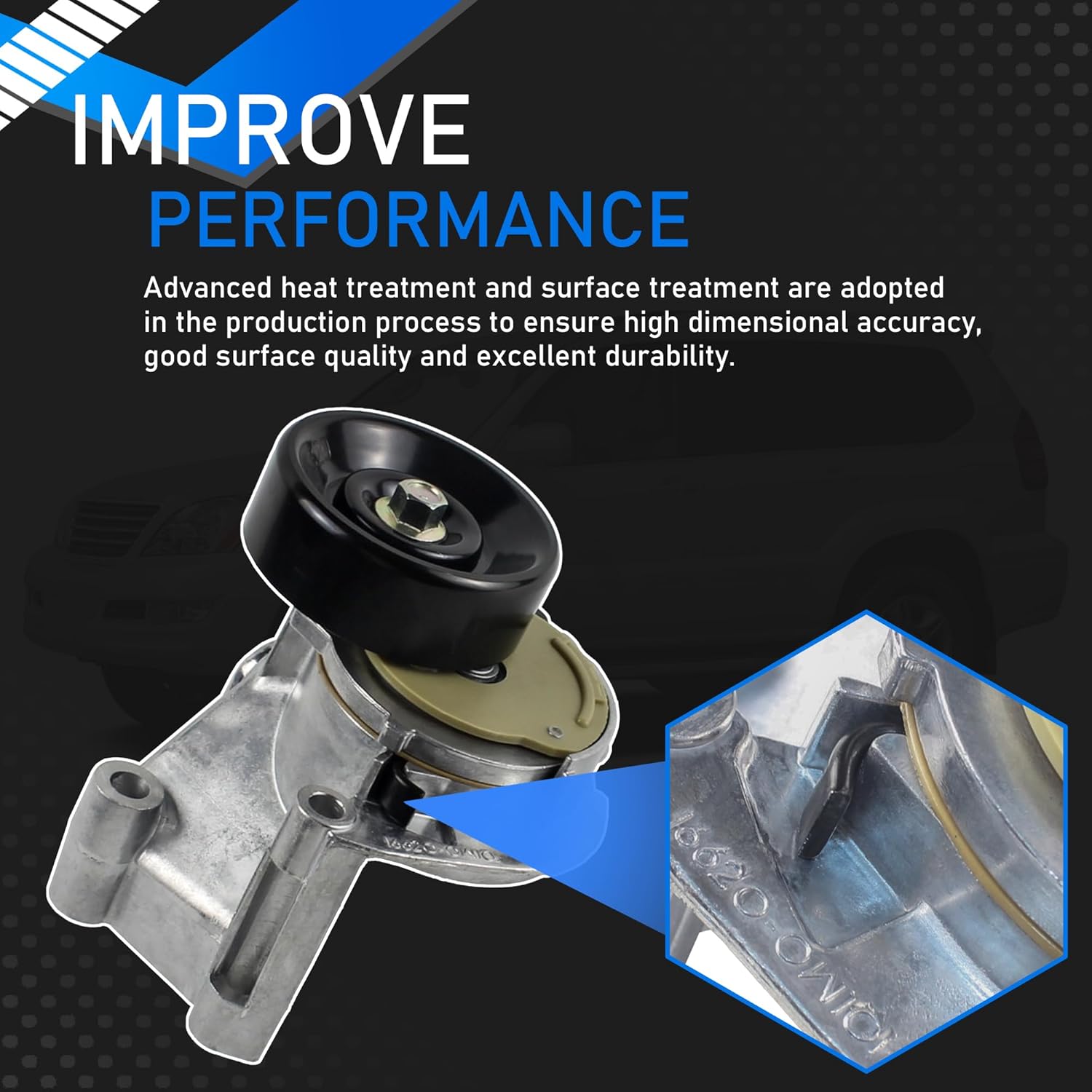 90K-38488 Serpentine Drive Belt Tensioner Idler Pulley Serpentine Belt Kit Compatible with 1998-2009 Toyota Land Cruiser Tundra Sequoia 4Runner Lexus SC400 LS430 LX470 Replaces 90K38488