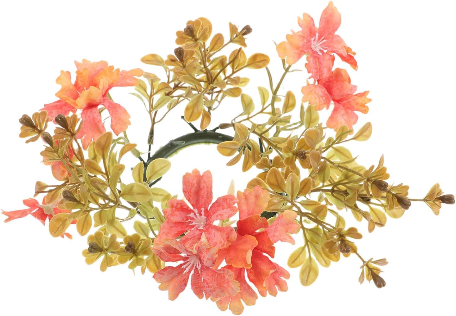 Artificial Flower Candle Ring Plastic Wreath for Holiday Table Decor | Spring Autumn Seasonal Accent, Realistic Craftsmanship with Artistic Touch, Versatile Use for Party Settings