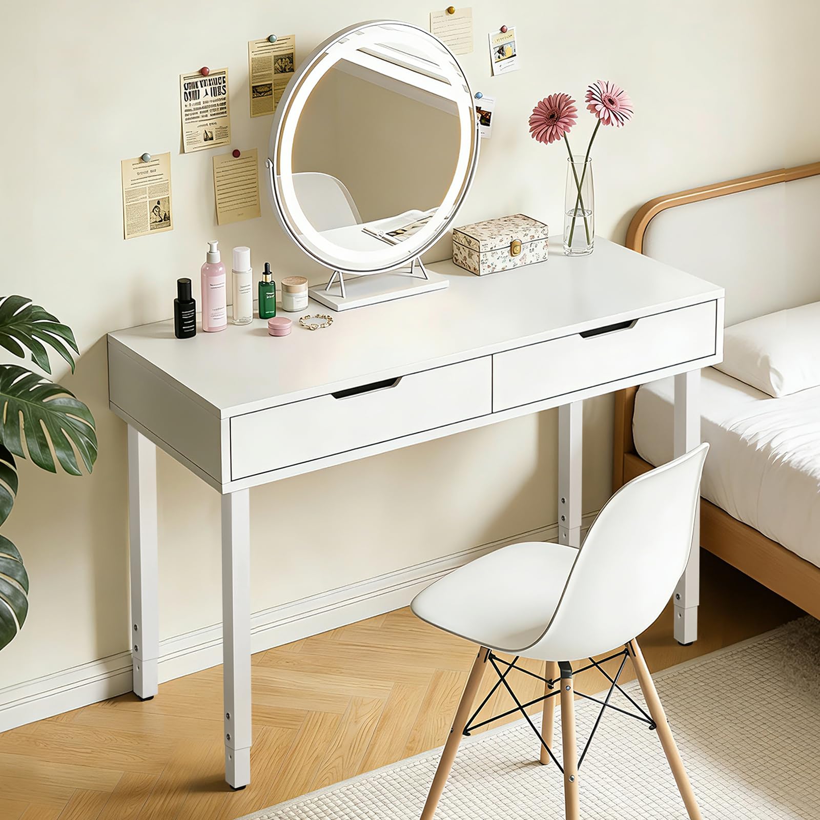 QLLY Set di 4 gambe da tavolo quadrate regolabili, da 60 a 100 cm, per casa e ufficio, fai da te, bianco