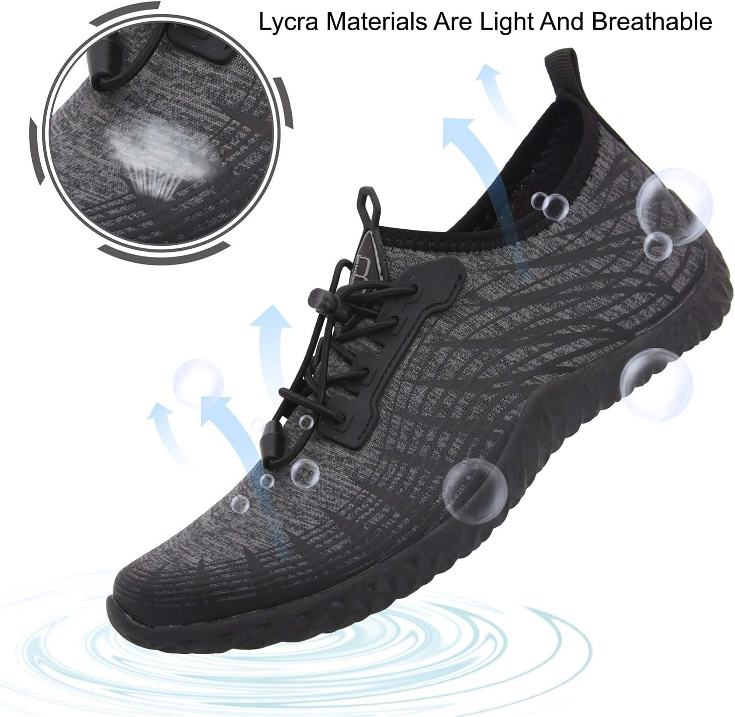 Spesoul Womens Mens Water Sports Shoes Outdoor Quick Dry Barefoot Athletic Aqua Shoe for Beach Swim Pool Surf Diving Yoga 13.5 Women/11.5 Men Dark Grey