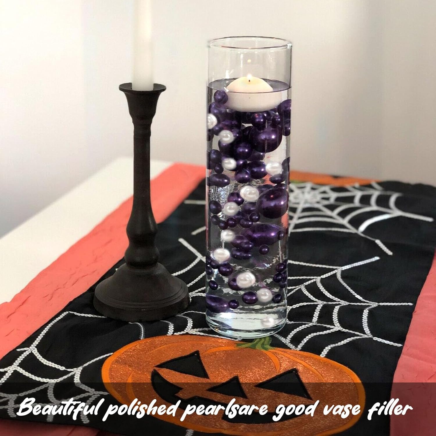 Purple White Vase Filler | 150PCS Pearls Bead for Centerpieces Vases | 8/14/20 mm No Hole Beads, Fake Pearls for Wedding Birthday Theme Party Table Centerpieces Decor - Image 6