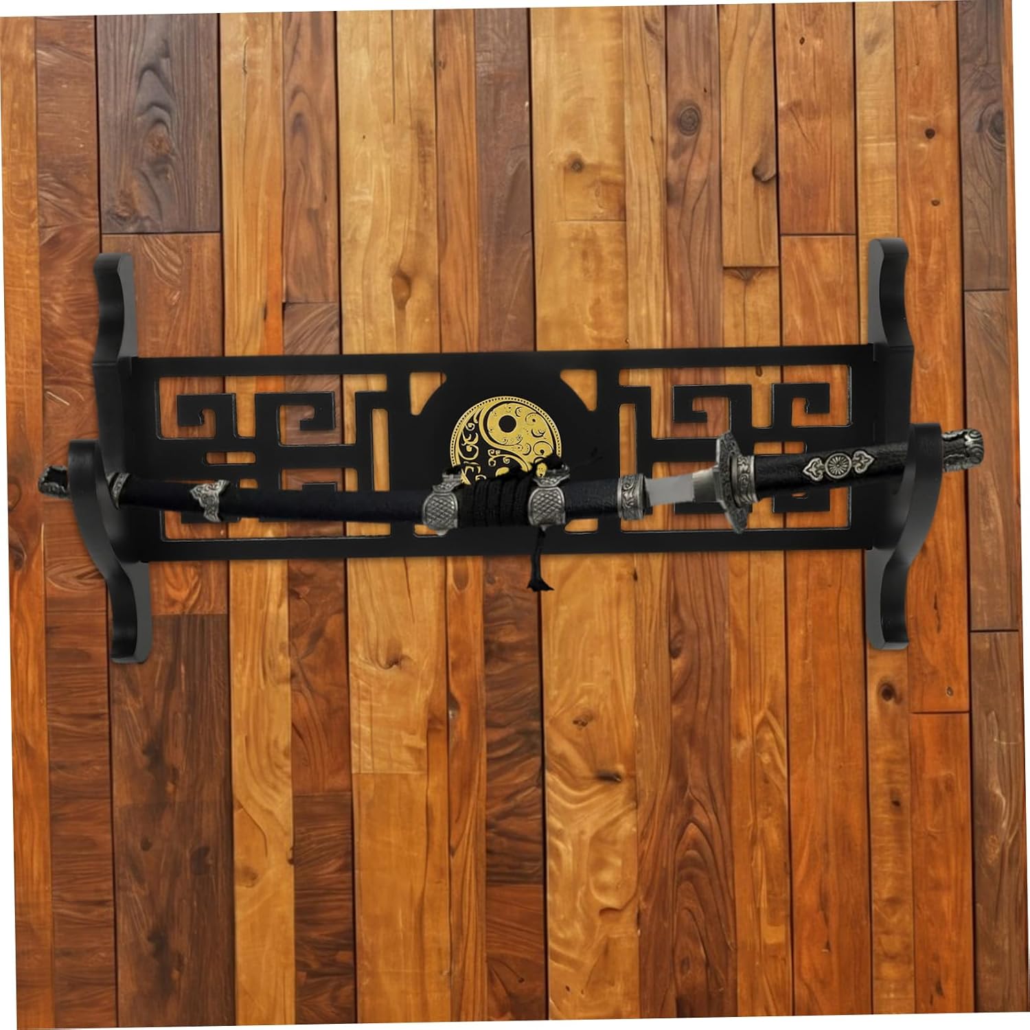 Yardwe Decorative Holder Wooden Wall Mount Stand for Vertical Display Design with Hollow Detailing Versatile Storage for Various