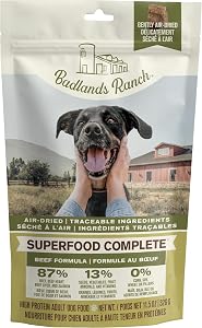 BADLANDS RANCH Superfood Complete, Air-Dried Adult Dog Food - High Protein, Zero Fillers, Superfood Nutrition by Katherine Heigl (326 Grams, Beef Flavor)
