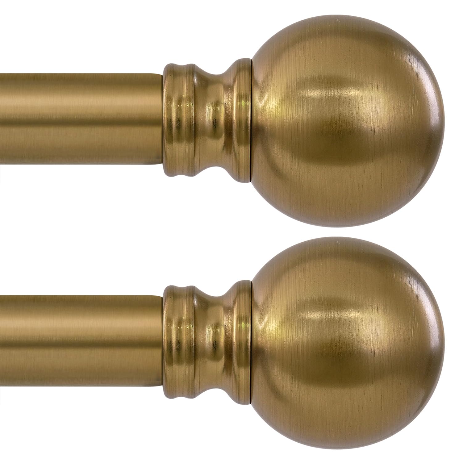 Photo 1 of 2 Pack Warm Gold Curtain Rods Double for Windows 72 to 144 Inch Extra Long Brass Heavy Duty Window Treatment Rods Adjustable with Vintage Brushed Bronze Metal Finials for Living Room Bedroom Kitchen