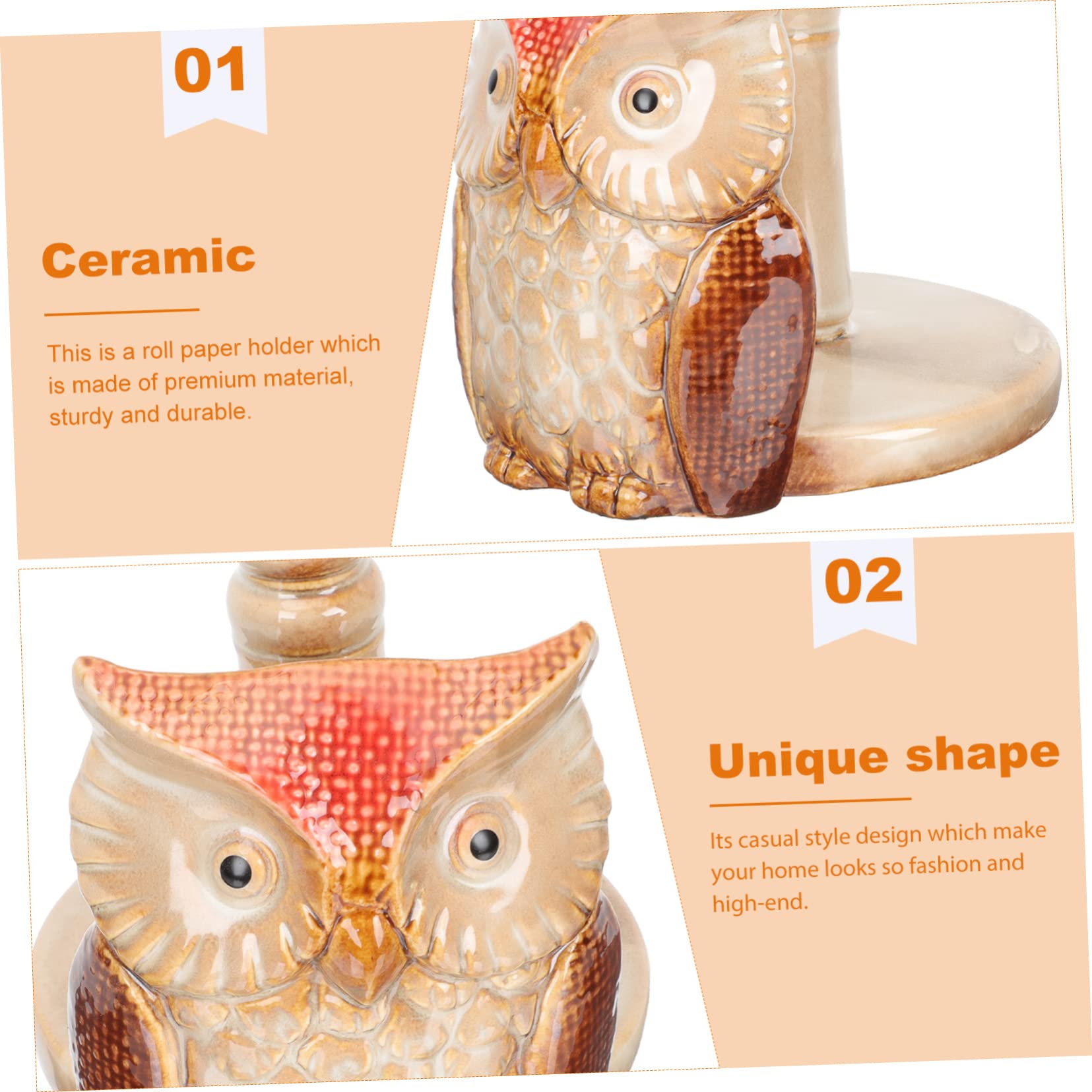 Housoutil Portarotolo Di Carta a Forma Di Civetta in Ceramica Per Scrivania e Cucina