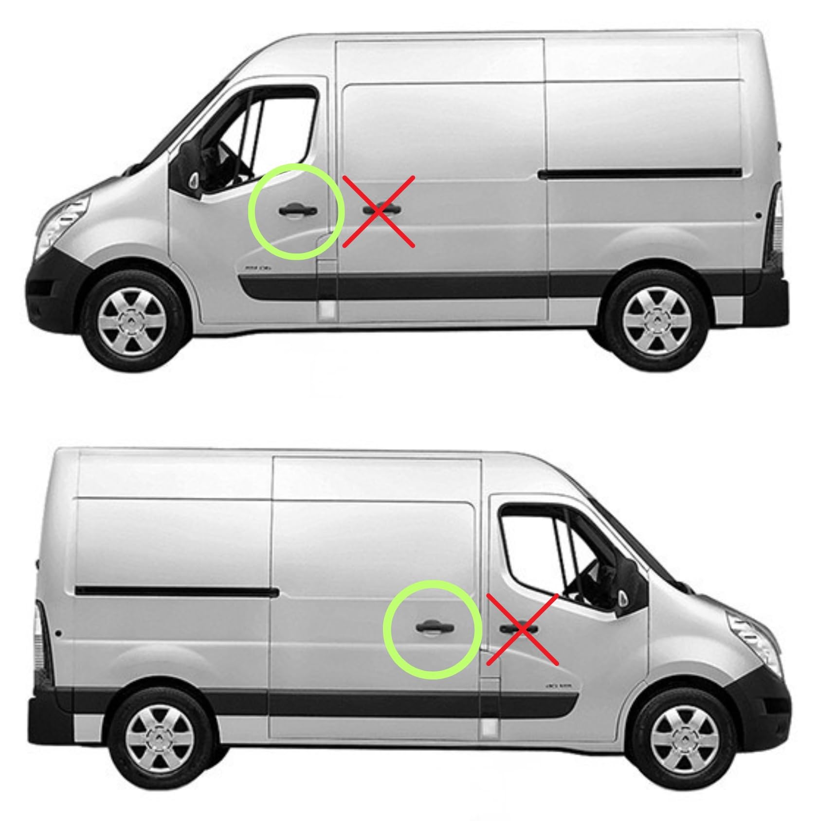 Twowinds - Maneta y Mecanismo 806070377R Compatible con Renault Master 3, Opel Movano, Nissan NV400 (2010-) - Puerta Delantera Izquierda (Lado Conductor), Puerta Corredera Derecha (Lado Pasajero)