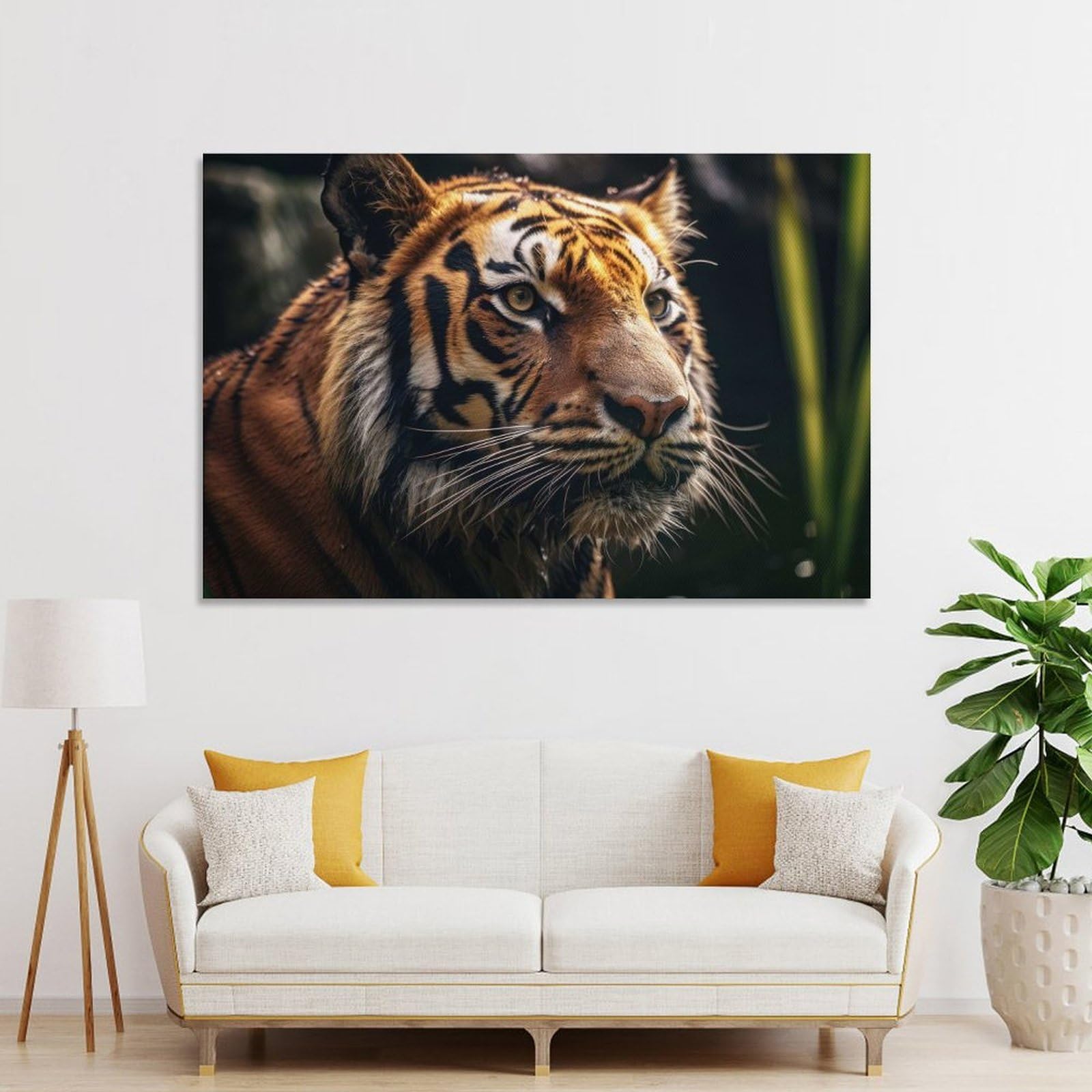 Junmoney Tiger Wildlife Photography Room Decor Wall Art, 24x36inch(60x90cm), for Bedroom, Guest Room Or Reading Nook, Home Artwork with A Soft Interior Feel