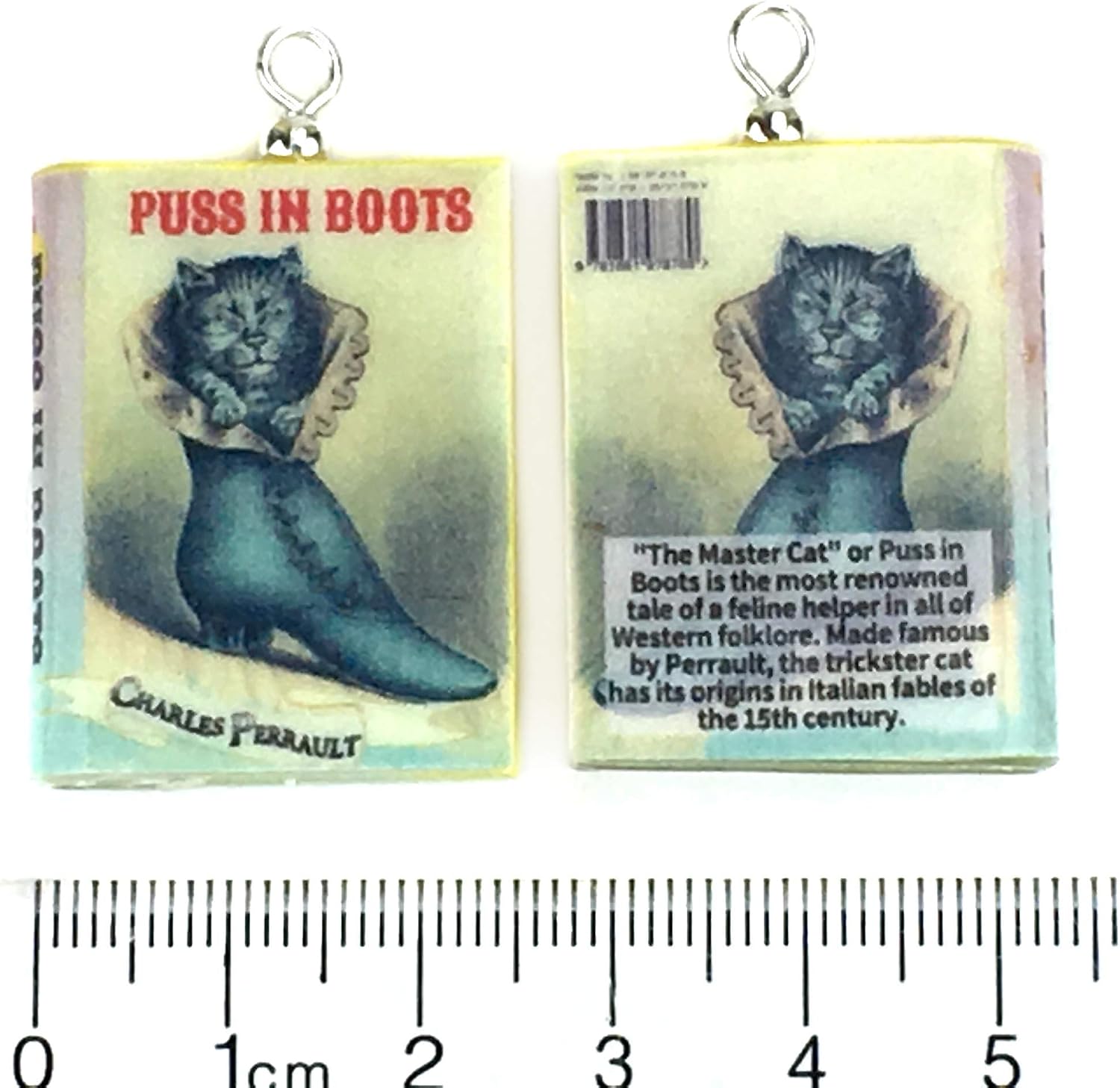 Puss in Boots Fairy Tale Ornament Clay Mini Book Framed Home Wall Decoration Trinket