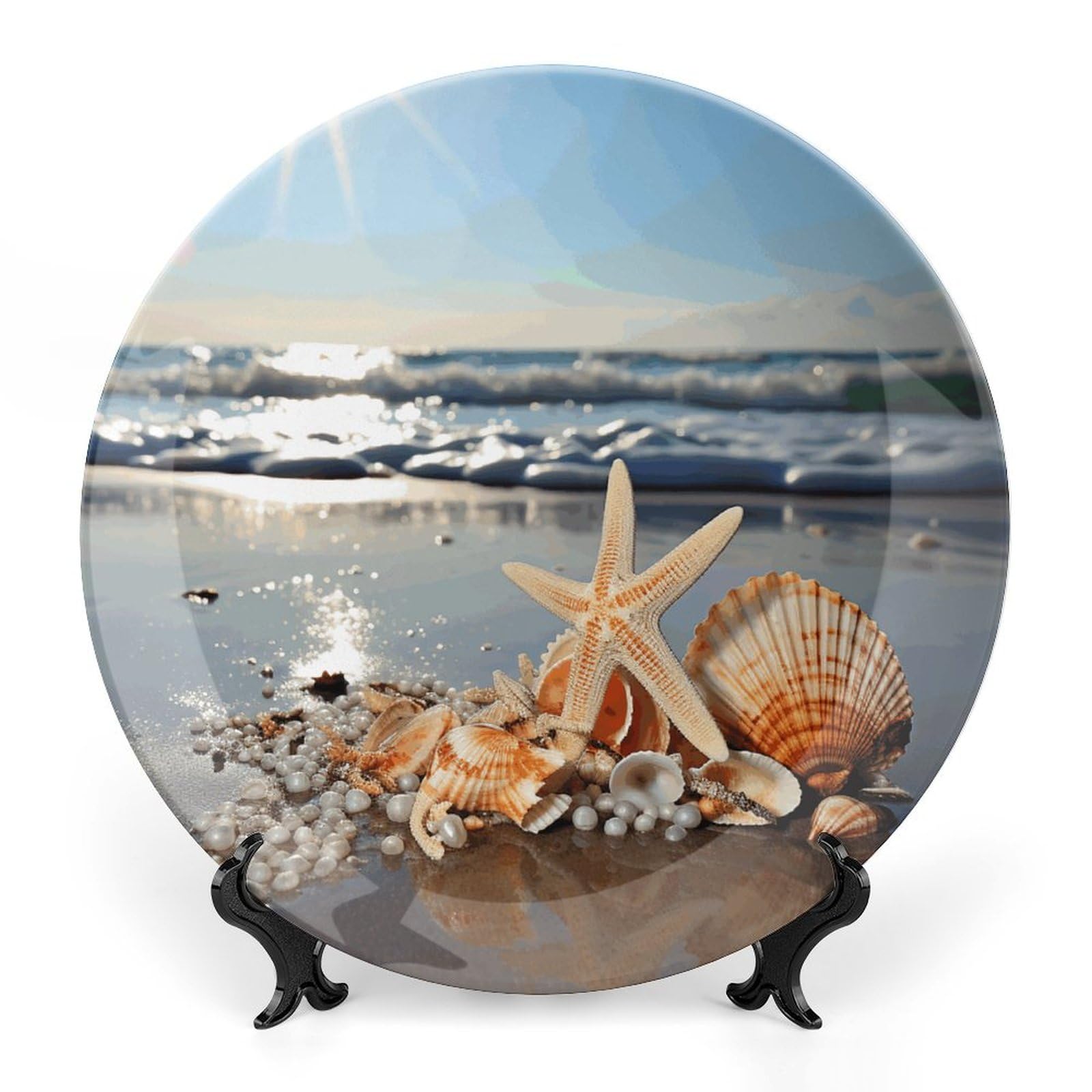 Assiette décorative en céramique coquillages pour sublimer la décoration marine de votre salon