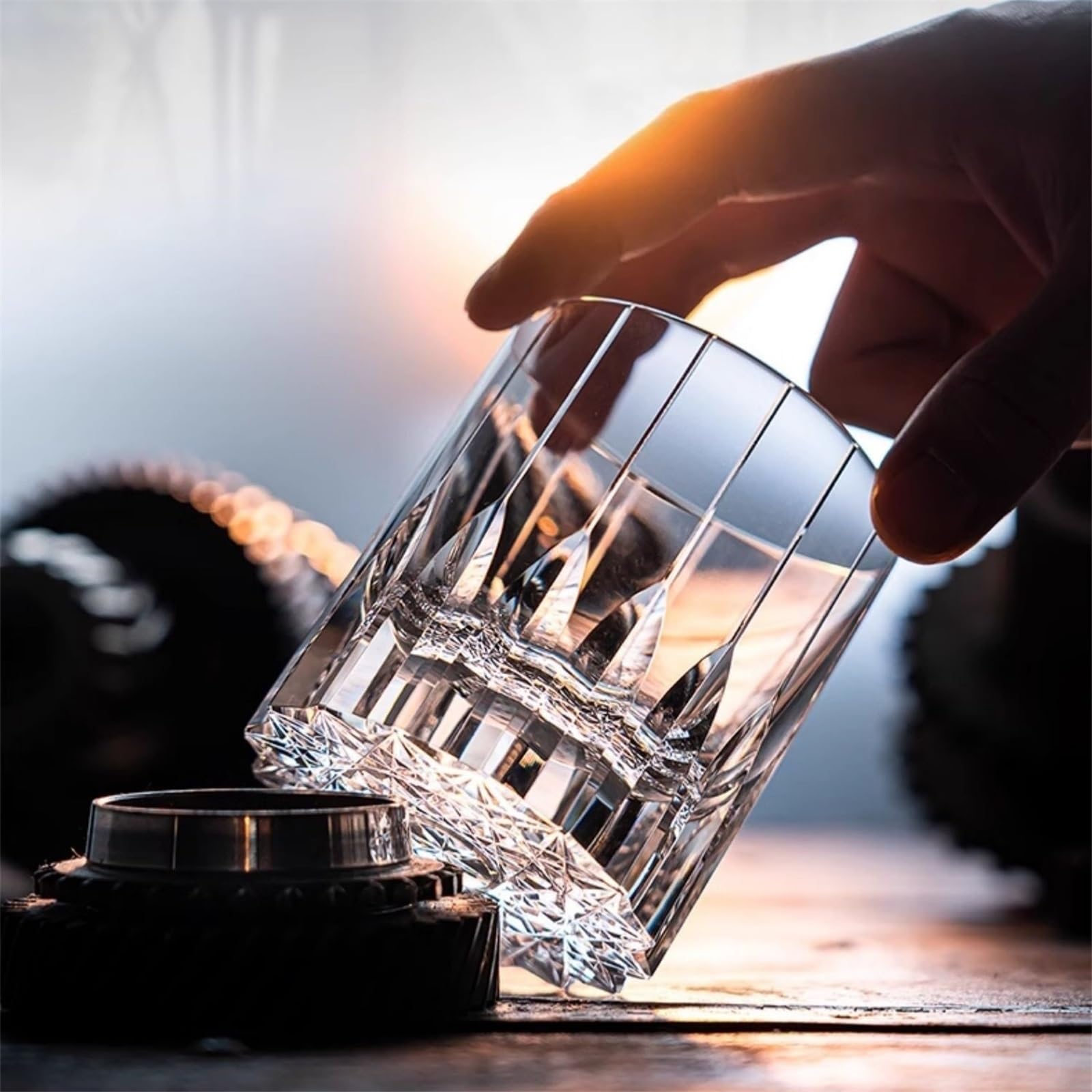 Trinkgläser Kristall-Whiskygläser, 250 ml, fein geschnitzt, schwerer Boden, Old Fashioned Bourbon-Gläser