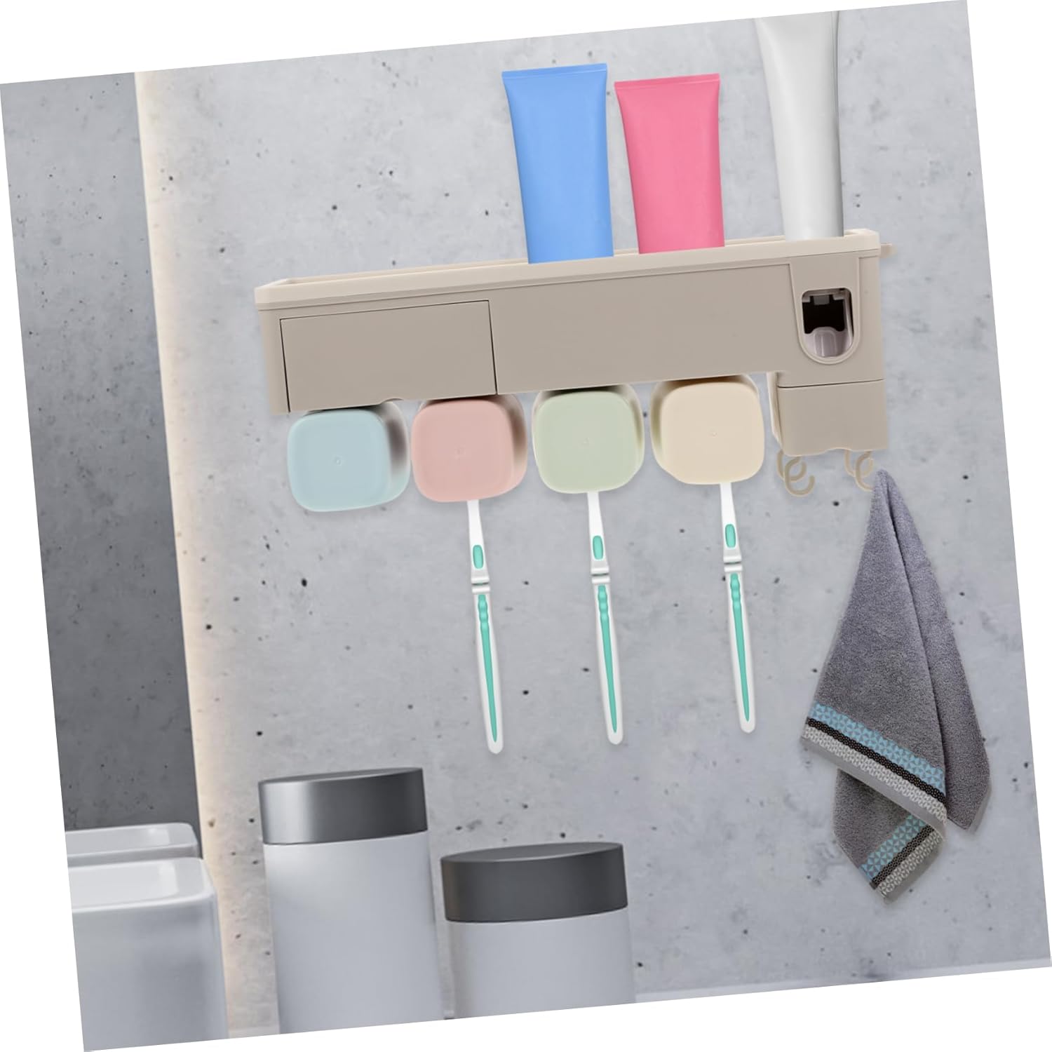 1Set Wall Mounted Toothbrush Holder and Toothpaste Dispenser Organizer for Bathroom Nail Design Space Saving Storage for Use