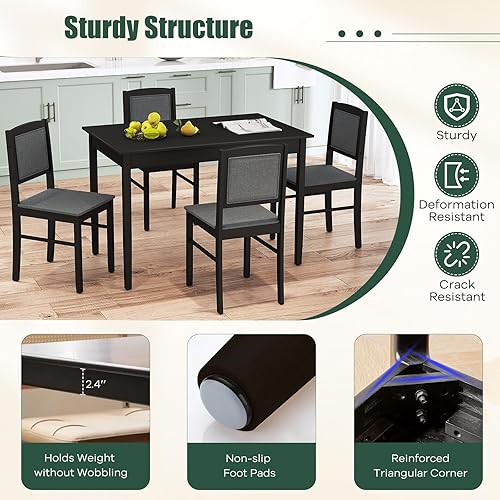 Miniatura 4 de NAFORT Juego de mesa de cocina para 4, juego de mesa de comedor y sillas de estilo moderno de mediados de siglo de 4 piezas, juego de mesa de cena