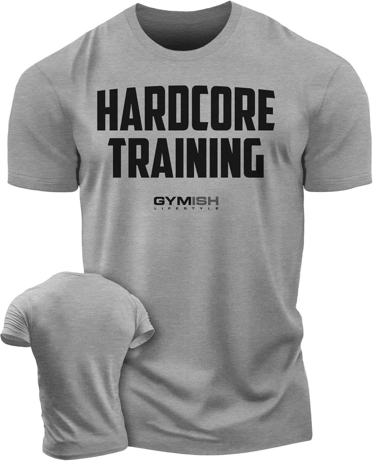 Hardcore Training Workout Shirts for Men Motivational Gym Shirt (Hardcore Training Grey-XL)