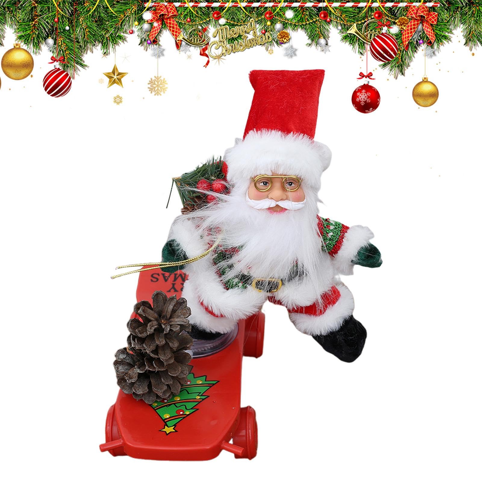 Père Noël sur trottinette musicale, objet déco de table festif pour salon