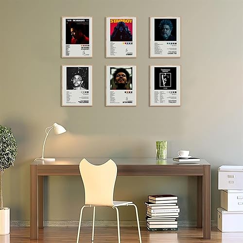 Miniatura 5 de Weeknd - Póster firmado limitado, portada de álbum de música, juego de 6 pósteres de lienzo estético para habitación, arte de pared para niñas y