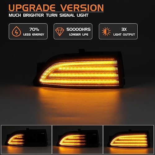 Miniatura 2 de Luces de señalización intermitentes LED ámbar secuenciales para Ford Ranger Lariat 2012-2019 T6 Raptor Wildtrak 2015-2019 Everest U375 UA 2015-2019,