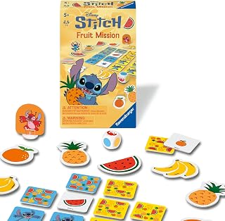 Ravensburger Disney Stitch Fruit Mission Bring Along Board Game for Kids Ages 5+ -Cooperative Search and Match Game - Quick 10-Minute Play - Travel-Friendly