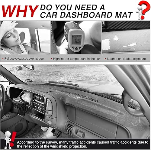 Miniatura 2 de Autorder Cubierta de gamuza antideslizante para tablero de Chevrolet Silverado C1500 C2500 C3500 K1500 K2500 K3500 1997 1998 1998